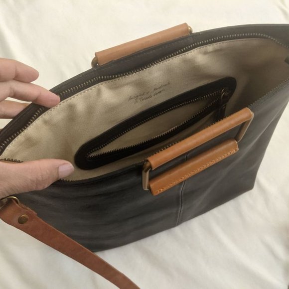 UPPDOO Black Tote Leather Bag Purse - Picture 7 of 8